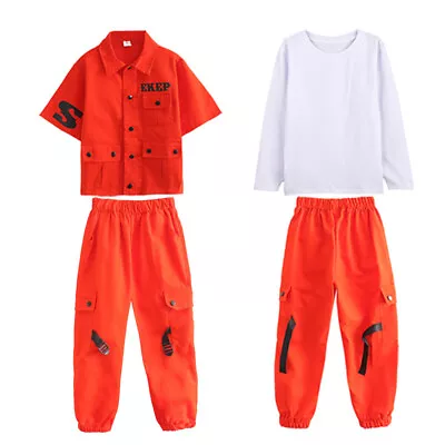 Kids Boys Girls Hip Hop Clothing Long Sleeve T-Shirt  Jazz Street Dance Costumes • $42.89