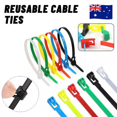 Cable Zip Ties Nylon Plastic Heavy Duty Releasable Reusable Wrap Wire Removable • $6.99