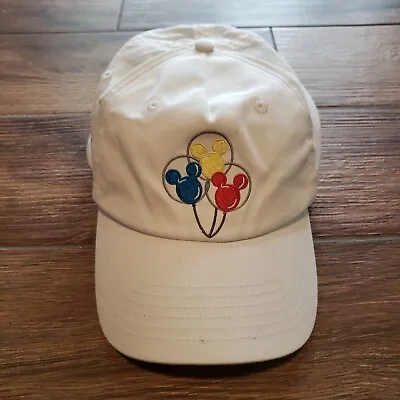 Mickey Mouse Hat Cap Strap Back One Size White Disney Parks Embroidered Icon • $14.95
