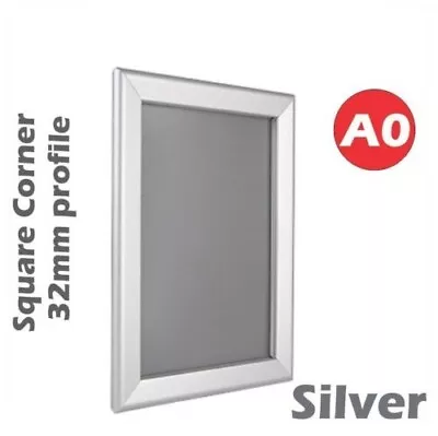 2 Brand New A0 Heavy Duty Silver Square Corner Snap Frame / Poster Frame  32mm • $172.51