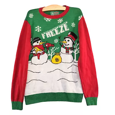 Ugly Christmas Sweater Men's Freeze Snowman Multi Medium Long Sleeve Crew Neck • $20
