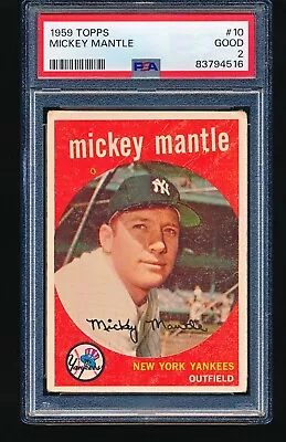 1959 Topps MICKEY MANTLE #10 PSA 2 • $379