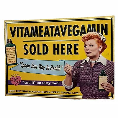 1996 I Love Lucy Metal Sign 17  X 12  Lucille Ball Drinking Vitamin Mix • $17