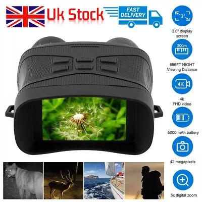 4K Zoom Video Recording Digital Night Vision Infrared Binoculars Scope IR Camera • £59.58