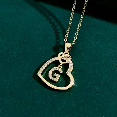 1Ct Round Real Moissanite Heart Initial G Letter Pendant 14k Yellow Gold Plated • $159.99