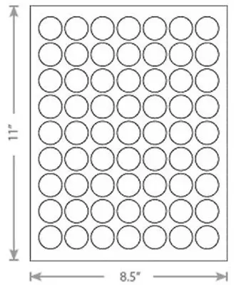 6 Sheets (378 Labels) 1  Inch Circle Round Label Stickers Standard White Matte • $5.99