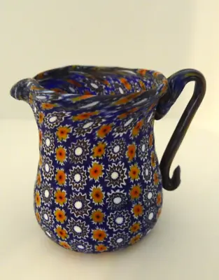 VINTAGE ITALIAN MURANO VENETIAN BLOWN GLASS MILLEFIORI MINIATURE JUG Pitcher • $247.50