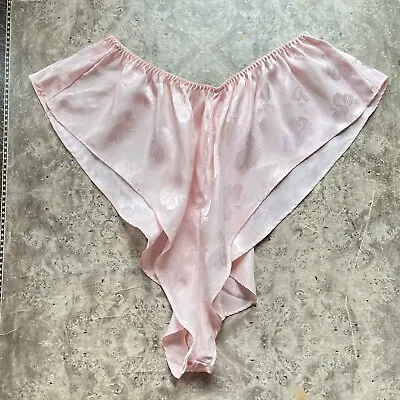 NEW Vtg 80s VICTORIA'S SECRET Pink Silky Satin Floral Flutter Hi-Cut Panties M • $75