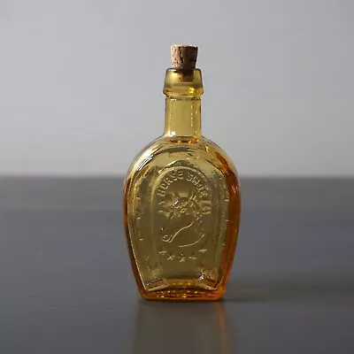 Wheaton Glass Miniature Bottle Amber Gold Horseshoe 3-5/8  • $14