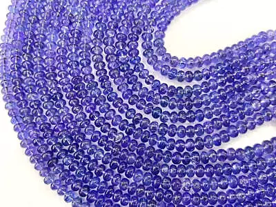 Natural AAA Tanzanite Smooth Rondelle Shape Beads Natural Tanzanite Beads 4-6mm • $136