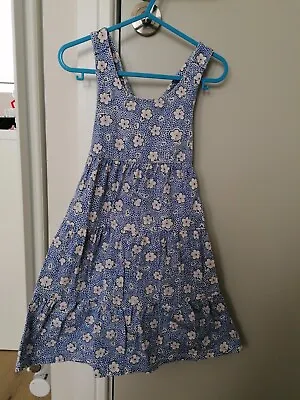 £3.99 • Buy Mothercare Blue Daisy White Flowers Girls Tank Long Circle Twirl Dress 3-4 Years