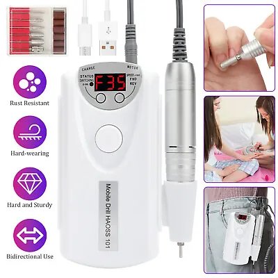 New 35000RPM Rechargeable Electric Nail Drill Machine Manicure Portable Nail Set • $36.48