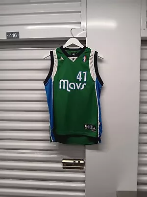 Dirk Nowitzki Dallas Mavericks Adidas Swingman Jersey Green Alt Youth Size Large • $40