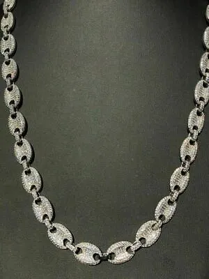 Real Solid 925 Sterling Silver Men's Mariner Puffed Link Chain CZ 12mm Necklace • $205.63