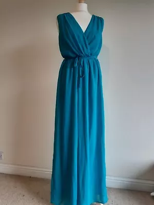 Gorgeous Long Turquoise Maxi Dress Red Herring Sz 10 • £6.99