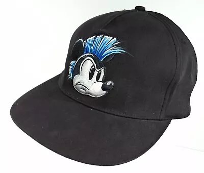 Disney Parks Mickey Mouse W/ Blue Mohawk Black Fitted Trucker Hat - L • $9.95