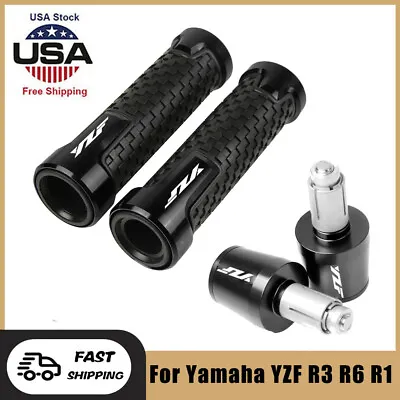 Motorcycle For Yamaha YZF R3 R6 R1 7/8  Handlebar Hand Grips Handle Bar End Cap • $22.99