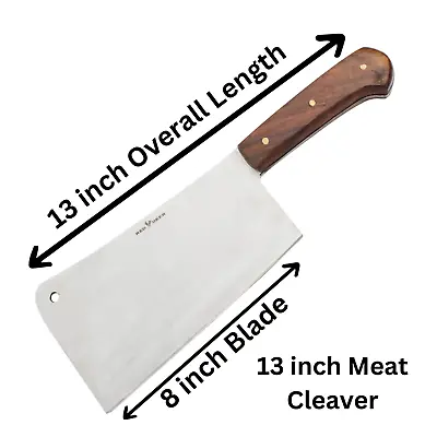 Meat Cleaver Full Tang With Wooden Handle - Heavy Duty Sharp Versatile • $28.99