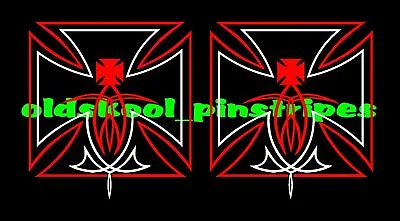 Pinstriping Pinstripe Custom Chopper Tank Iron Maltese Cross Vinyl Decal SETof2  • $10.75