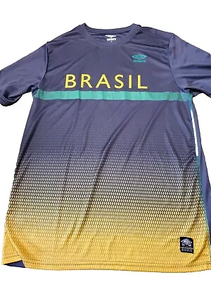 Brasil Umbro Mens Polyester Gray T-shirt Short Sleeve Soccer Size Large • $14.99