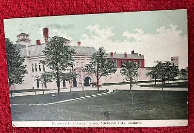 Michigan City IN-Indiana Entrance To Indiana Prison Antique 1913 Postcard • $10