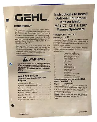 MS1177 1217 & 1287 Manure Spreader Manual Gehl • $10