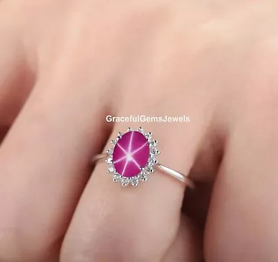 Pink Star Ruby Ring Silver 925 Ring Engagement Ring Lindy Star Ruby. • $36.20