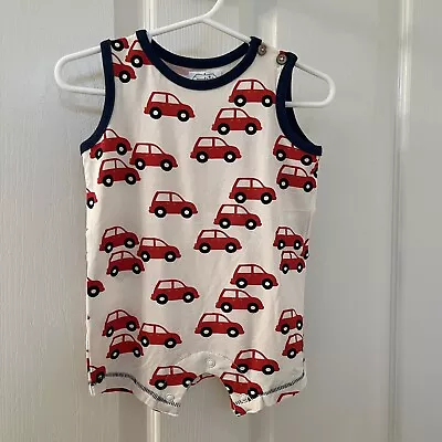 Mud Pie Bamboo Red Car Romper Boys Size 6-9 Months NWT • $21.99