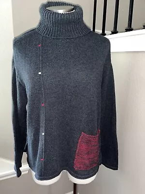 Habitat Clothes To Live In Turtleneck Knit Gray Relaxed Sweater Comfort Medium • $9.99