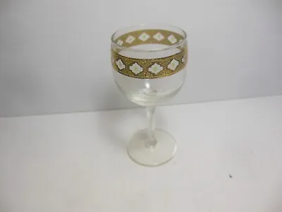 Vintage Culver Valencia Green & Gold 22K Small Wine Glass MCM Mid Modern • $17.25