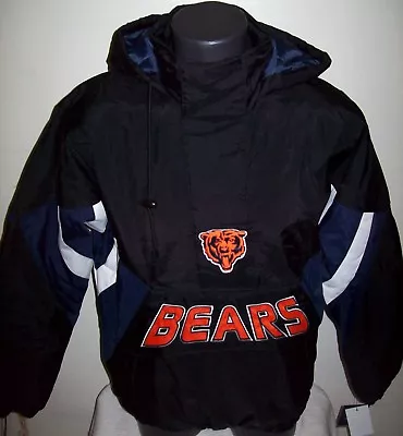 CHICAGO BEARS Starter Hooded Half Zip Pullover Jacket  MEDIUM BLACK • $112.50
