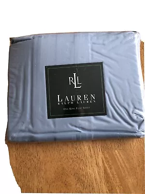$129.95 • Buy RALPH LAUREN Solids Cottage Blue Premium 250 Cotton KING FLAT SHEET NEW