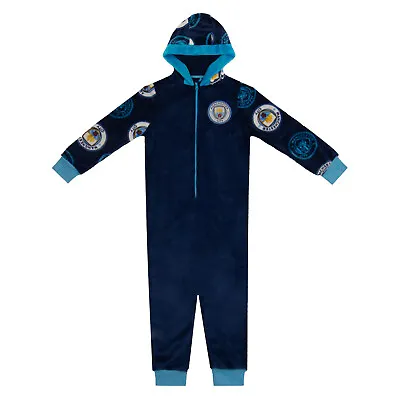 Manchester City FC Boys Pyjamas All-In-One Loungewear Kids OFFICIAL Gift • £19.99