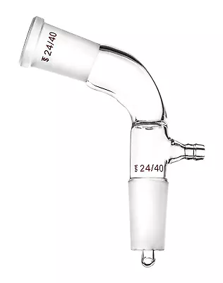 $18.58 • Buy Glass Vacuum Take Off Adapter, 24/40 Joints, Short Stem, 105 Degree Bent