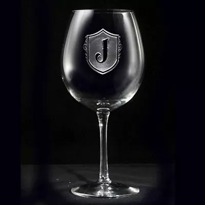 Etched Monogrammed Shield Red Wine Glasses - Set Of 2 (m22) • $39.60