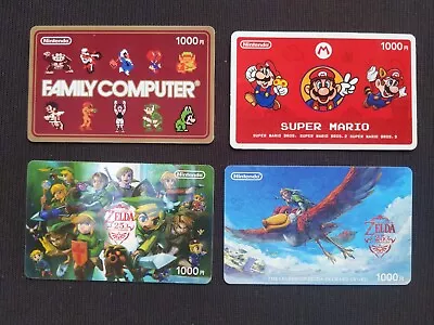 4x Assorted Nintendo EShop Prepaid 1000 Yen Cards (used No Value) • $20