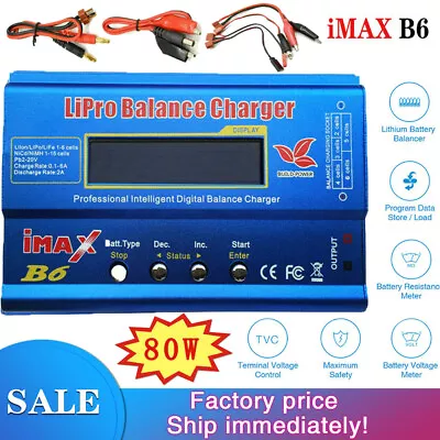 IMAX B6 Balance Battery Charger Digital RC Discharger For Li-ion Lipo Li-Fe NiCD • £19.99