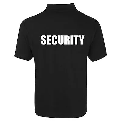 *security* Black Polo Shirt With Print On Front And Back [all Sizes] S - 11xl • $29.95