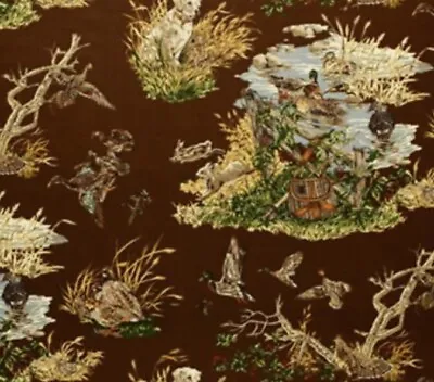 Schumacher Vintage “Dog And Duck”171123 Chestnut Fabric Sold By The Yard • $15