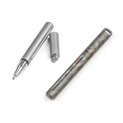 TC4 Titanium Mini Signature Pen Outdoor EDC Ballpoint Pen Portable Keychain • $29.94