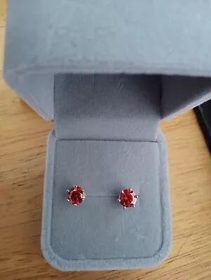 2ct Red Moissanite Earrings 925 Sterling Silver GRA Cert Passed Tester • $35