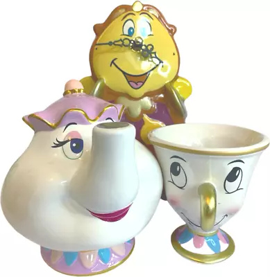 Disney Ceramic Mrs Potts Moneybox And Chip Mug - Cup And Cogsworth Clock • £26.99