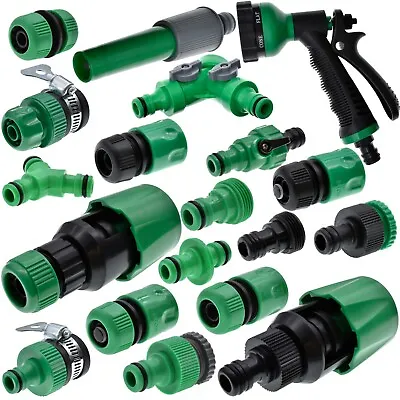 QUALITY GARDEN WATER HOSE PIPE CONNECTORS & FITTINGS Garden Tap Adaptor Plastic • £7.48