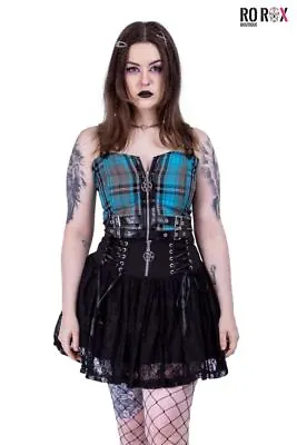 Heartless Niamh Mini Skirt Gothic Layered Black Lace Corset Smocking • £32.99