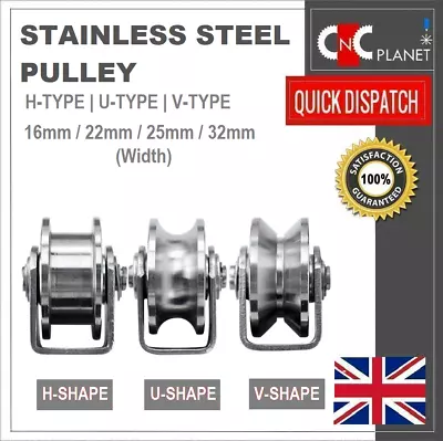 Stainless Steel Pulley H U V Groove Shape Roller Wheel Idler Pulley Wheel Large • £33.95