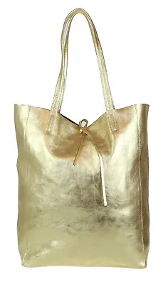 £15.99 • Buy Ladies Open Top Bag Italian Soft Real Leather Vera Pelle Handbag Pocket Office