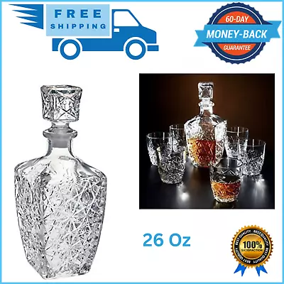 Liquor Whiskey Decanter Vintage Glass Crystal Bottle Wine Stopper Bar Scotch Rum • $18.79