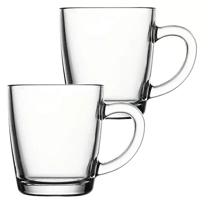 Pasabahce Basic 340ml Coffee Glasses Cappuccino Hot Drink Mug Handle Latte NEW • £6.99