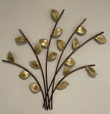 Vtg C JERE Brass Leaves Branch Metal Wall Art Sculpture MCM • $380