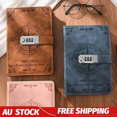 Retro Password Book Diary Book Notebook With Lock Journal Lockable Stationery • $23.69